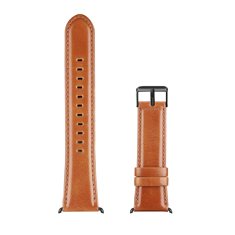 For Apple Watch SE 40mm DUX DUCIS Business Genuine Leather Watch Strap(Khaki) - Watch Bands by DUX DUCIS | Online Shopping UK | buy2fix