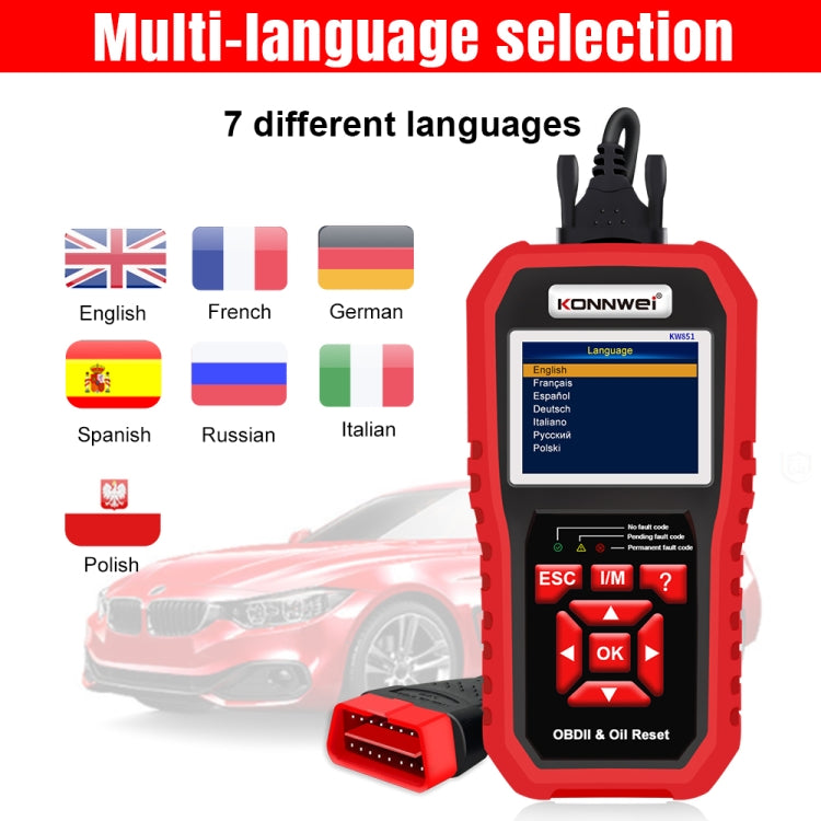 KONNWEI KW851 2 in 1 Car OBDll Scanner Diagnostic Tool Oil Service Light Reset(Black) - Code Readers & Scan Tools by KONNWEI | Online Shopping UK | buy2fix