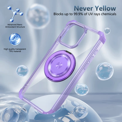 For iPhone 13 Pro Gold Shield CD Pattern MagSafe Magnetic Phone Case with Rotating Stand(Transparent Purple) - iPhone 13 Pro Cases by buy2fix | Online Shopping UK | buy2fix