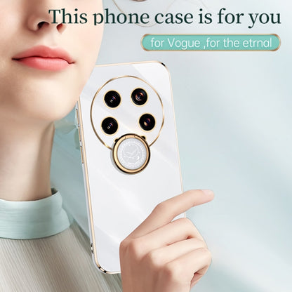 For Xiaomi 14 Ultra 5G XINLI Straight Edge 6D Electroplate TPU Phone Case with Ring Holder(White) - 14 Ultra Cases by XINLI | Online Shopping UK | buy2fix