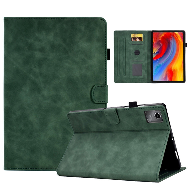 For Lenovo Tab M11 / Xiaoxin Pad 11 2024 Smile Embossed Smart Leather Tablet Case(Green) - Lenovo by buy2fix | Online Shopping UK | buy2fix