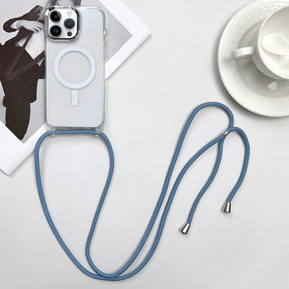 For iPhone 13 Pro Max MagSafe Magnetic PC + TPU Phone Case with Lanyard(Grey Blue) - iPhone 13 Pro Max Cases by buy2fix | Online Shopping UK | buy2fix