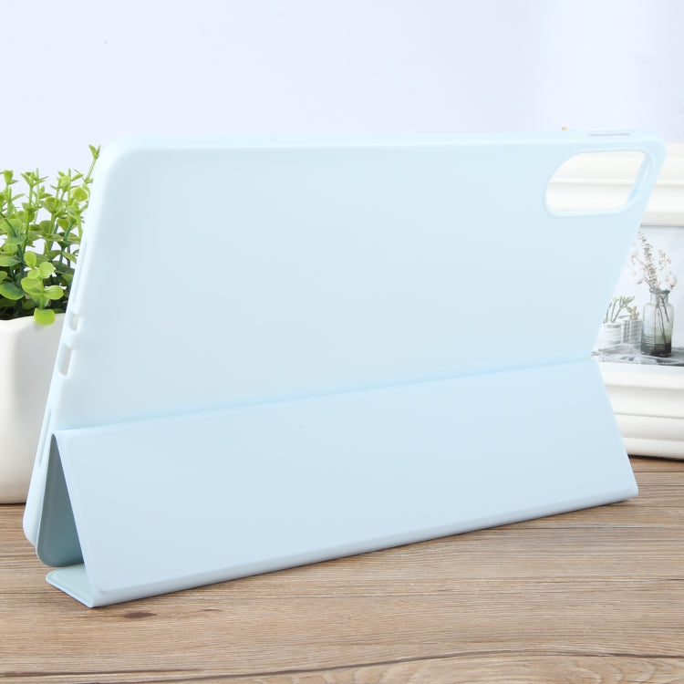 For Huawei MatePad SE 11 2024 Tri-fold Silicone Leather Tablet Case(Ice Blue) - Huawei by buy2fix | Online Shopping UK | buy2fix