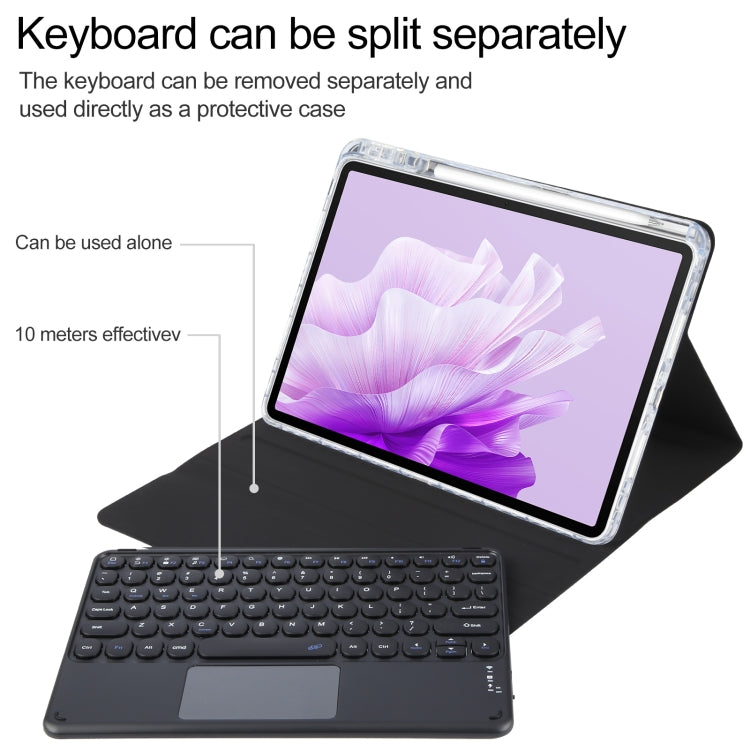 For Huawei MatePad Air 11.5 Round Button Bluetooth Keyboard Rotatable Holder Leather Case with Touchpad(Black) - Huawei Keyboard by buy2fix | Online Shopping UK | buy2fix