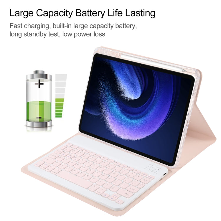 For Xiaomi Pad 6 Square Button Bluetooth Keyboard Rotatable Holder Leather Case(Rose Gold) - Others Keyboard by buy2fix | Online Shopping UK | buy2fix