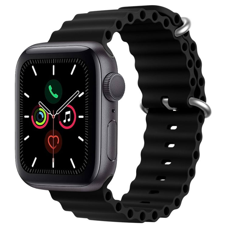 For Apple Watch Series 5 44mm ZGA Ocean Silicone Watch Band(Black) - Watch Bands by ZGA | Online Shopping UK | buy2fix