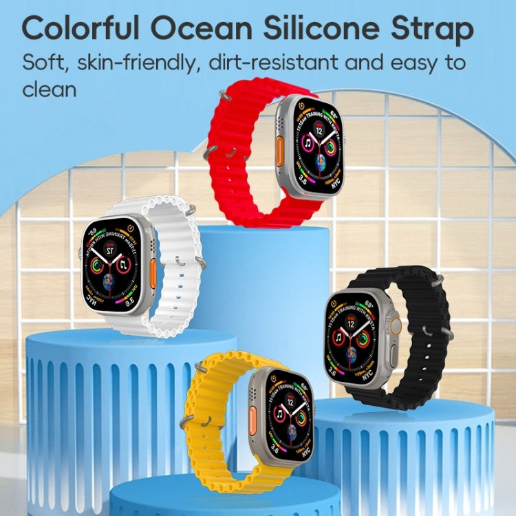 For Apple Watch Ultra 49mm ZGA Ocean Silicone Watch Band(Black) - Watch Bands by ZGA | Online Shopping UK | buy2fix