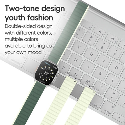 For Apple Watch Series 6 44mm ZGA Two Color Magnetic Silicone Watch Band(Dark Green+Light Green) - Watch Bands by ZGA | Online Shopping UK | buy2fix