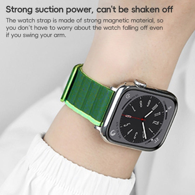 For Apple Watch Ultra 49mm ZGA Two Color Magnetic Silicone Watch Band(Dark Green+Light Green) - Watch Bands by ZGA | Online Shopping UK | buy2fix