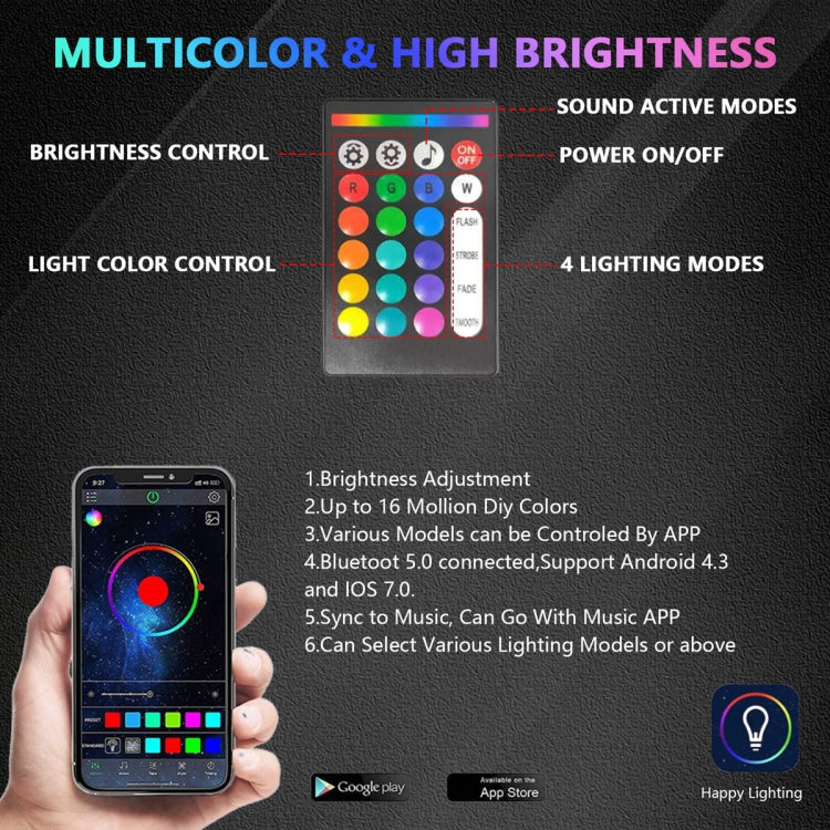 4 in 1 G6 RGB Colorful Car Chassis Light LED Music Atmosphere Light With 24-Button Remote Control - Atmosphere lights by buy2fix | Online Shopping UK | buy2fix