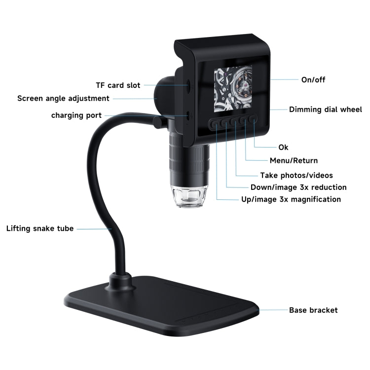 P190 1000X Desktop HD Digital Microscope with 2.4 inch Screen - Digital Microscope by buy2fix | Online Shopping UK | buy2fix