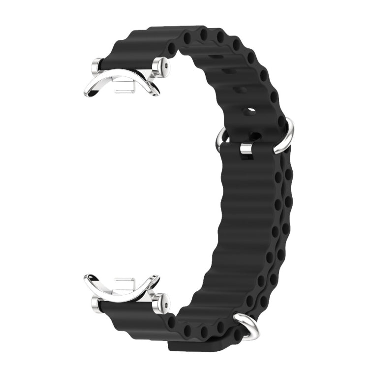 For Xiaomi Mi Band 8 / 9 / 9 NFC Mijobs GT4 Marine Silicone Breathable Watch Band(Black Silver) - Watch Bands by MIJOBS | Online Shopping UK | buy2fix