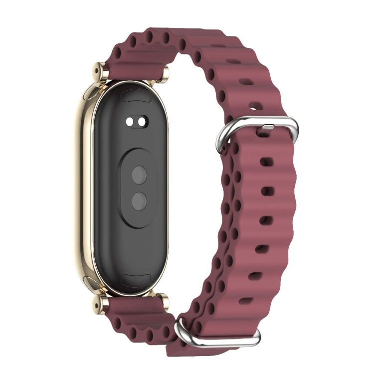 For Xiaomi Mi Band 8 / 9 / 9 NFC Mijobs GT4 Marine Silicone Breathable Watch Band(Wine Red Light Gold) - Watch Bands by MIJOBS | Online Shopping UK | buy2fix