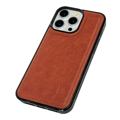 For iPhone 16 Pro Max Cowhide Texture Back Cover Phone Case(Brown) - iPhone 16 Pro Max Cases by buy2fix | Online Shopping UK | buy2fix