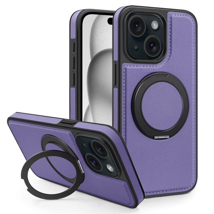 For iPhone 15 Plus Yashi 360 Degree Rotating MagSafe Bracket Phone Case(Purple) - iPhone 15 Plus Cases by buy2fix | Online Shopping UK | buy2fix