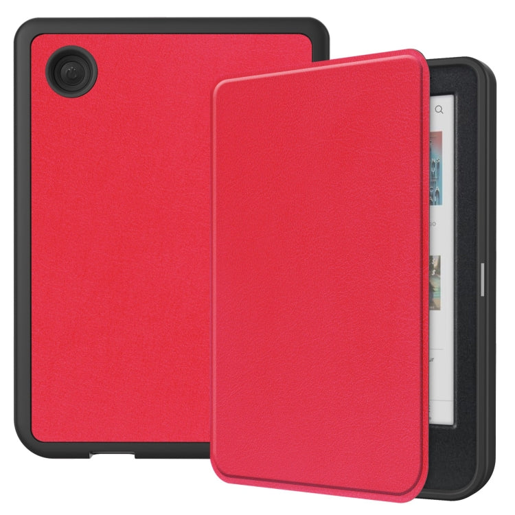 For KOBO Clara Colour 2024 / BW Solid Color Voltage Caster TPU Leather Smart Tablet Case(Red) - Others by buy2fix | Online Shopping UK | buy2fix