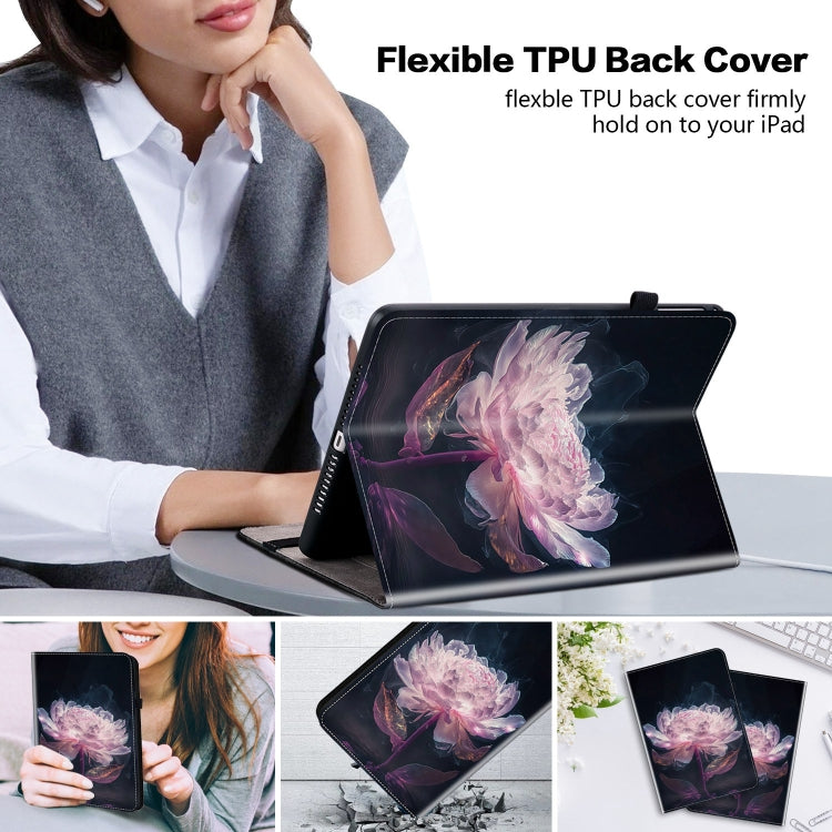 For iPad Air 13 2024 Crystal Texture Painted Leather Smart Tablet Case(Purple Peony) - iPad Air 13 2024 Cases by buy2fix | Online Shopping UK | buy2fix