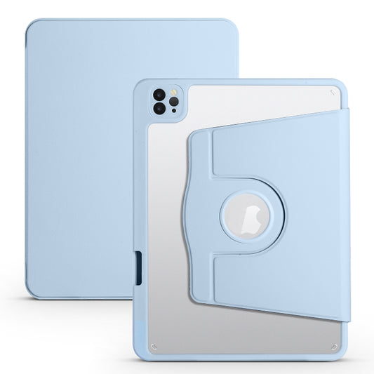 For iPad Air 11 2025 / 2024 Acrylic 360 Degree Rotation Holder Leather Tablet Case(Ice Blue) - More iPad Cases by buy2fix | Online Shopping UK | buy2fix