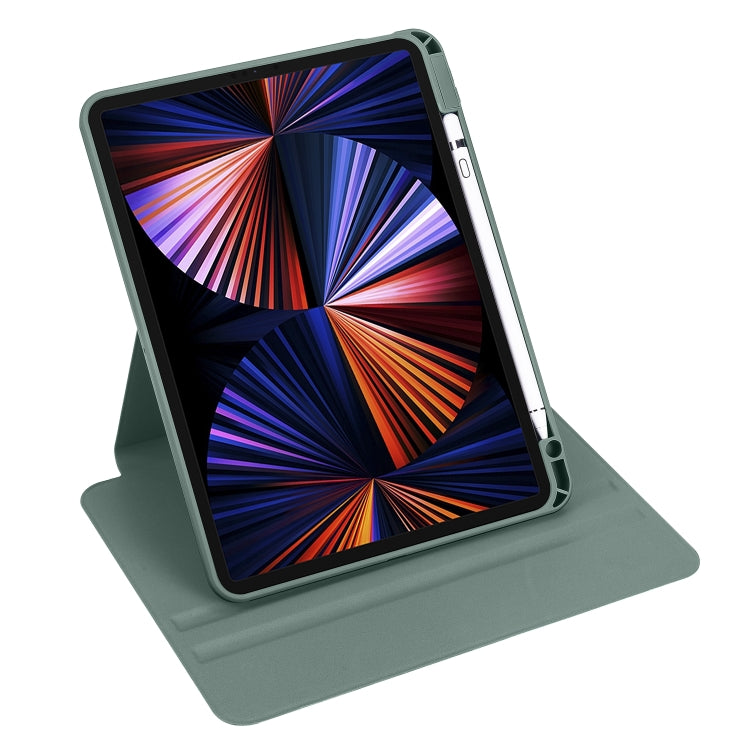 For iPad Pro 11 2024 Acrylic 360 Degree Rotation Holder Leather Tablet Case(Pine Green) - iPad Pro 11 2024 Cases by buy2fix | Online Shopping UK | buy2fix