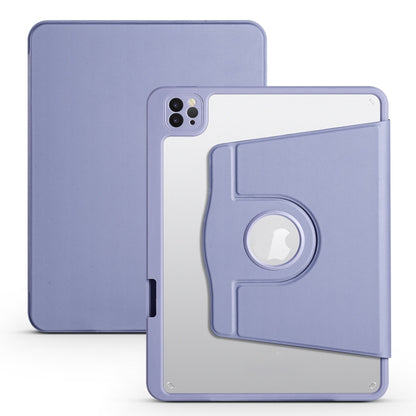 For iPad Pro 13 2024 Acrylic 360 Degree Rotation Holder Leather Tablet Case(Lavender Purple) - iPad Pro 13 2024 Cases by buy2fix | Online Shopping UK | buy2fix