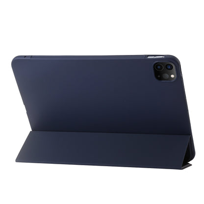 For iPad Pro 11 2024 Three-fold Holder Flip Tablet Leather Case(Dark Blue) - iPad Pro 11 2024 Cases by buy2fix | Online Shopping UK | buy2fix