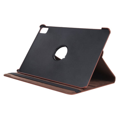 For iPad Pro 11 2024 360 Degree Rotation Litchi Texture Leather Tablet Case with Holder(Brown) - iPad Pro 11 2024 Cases by buy2fix | Online Shopping UK | buy2fix