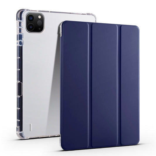 For iPad Air 11 2024 3-fold Clear TPU Smart Leather Tablet Case with Pen Slot(Dark Blue) - iPad Air 11 2024 Cases by buy2fix | Online Shopping UK | buy2fix