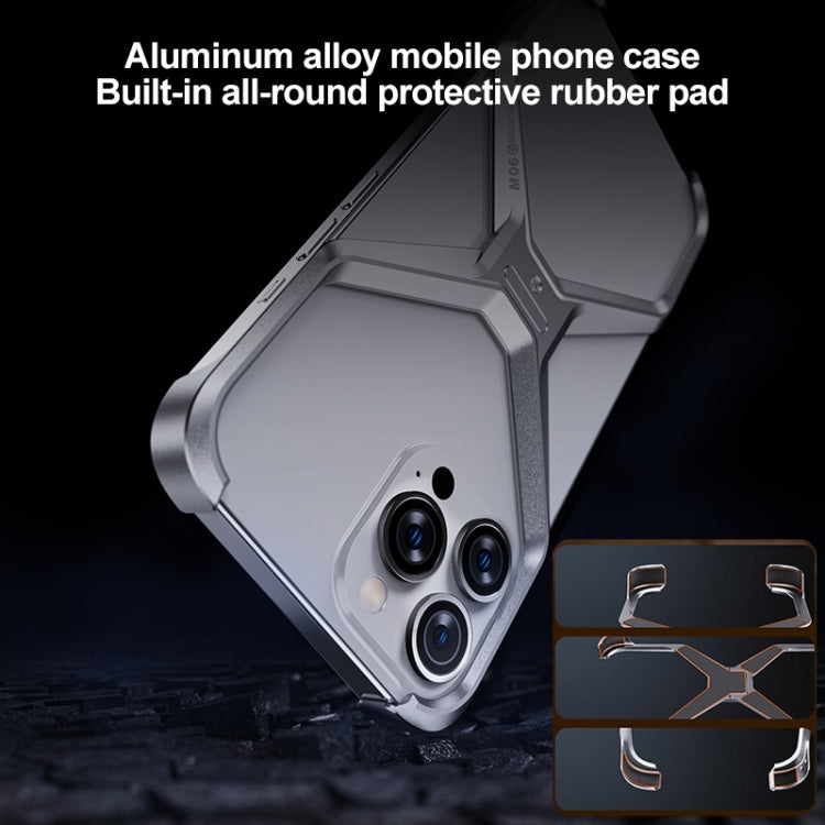 For iPhone 13 / 14 Frameless X-shaped Metal Phone Case(Grey) - iPhone 14 Cases by buy2fix | Online Shopping UK | buy2fix