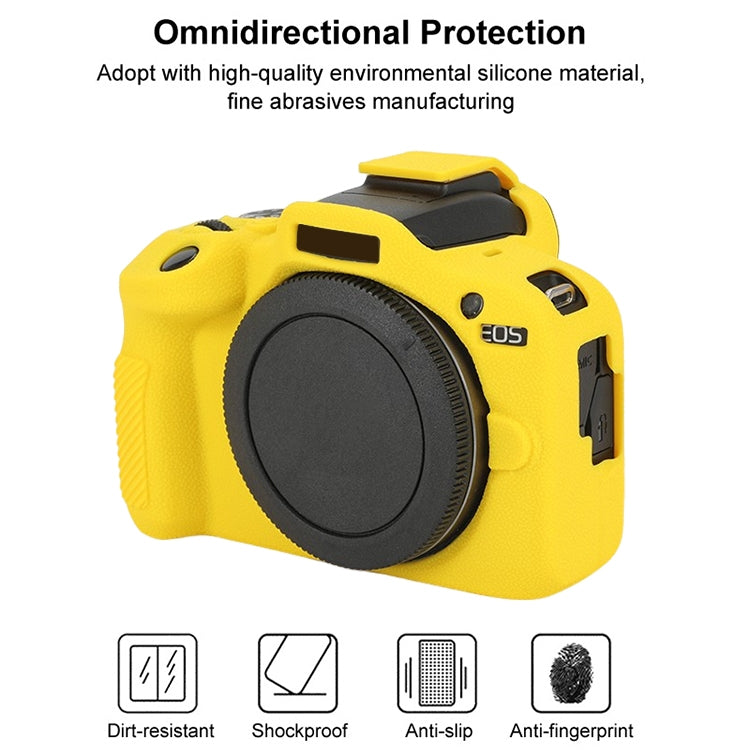 For Canon EOS R100 Litchi Texture Soft Silicone Protective Case(Yellow) - Protective Case by buy2fix | Online Shopping UK | buy2fix