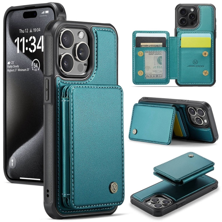 For iPhone 15 Pro Max JEEHOOD J05 Business Magnetic Style RFID Leather Phone Case(Blue Green) - iPhone 15 Pro Max Cases by JEEHOOD | Online Shopping UK | buy2fix