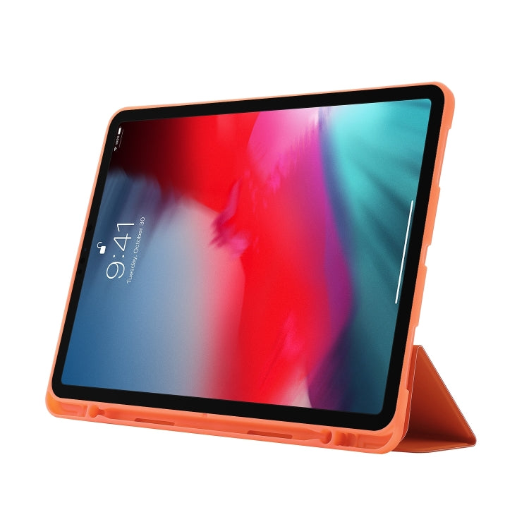 For iPad Air 13 2024 Skin Feel Tri-fold Leather Tablet Case with Pen Slot(Orange) - iPad Air 13 2024 Cases by buy2fix | Online Shopping UK | buy2fix