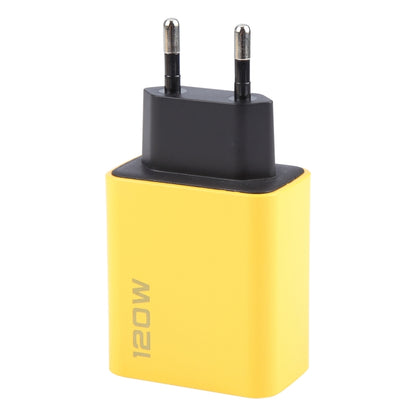 KO-71 120W Dual PD Type-C + Dual QC3.0 USB Multi Ports Charger, Plug:EU Plug(Yellow) - USB Charger by buy2fix | Online Shopping UK | buy2fix