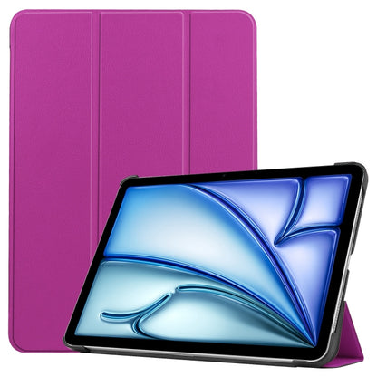 For iPad Air 11 2024 Custer Pure Color 3-Fold Holder Smart Leather Tablet Case(Purple) - iPad Air 11 2024 Cases by buy2fix | Online Shopping UK | buy2fix