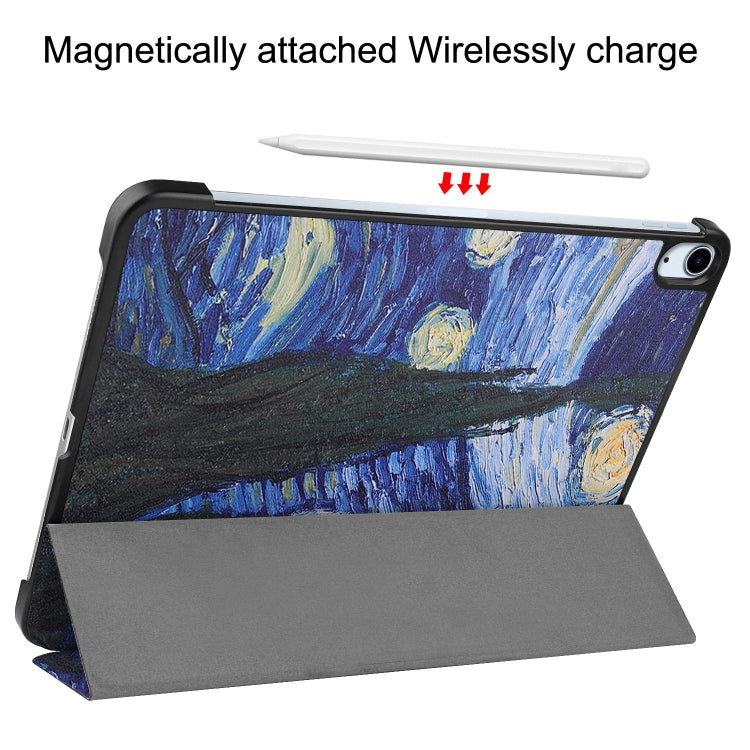 For iPad Air 11 2024 Custer Painted 3-Fold Holder Smart Leather Tablet Case(Starry Sky) - iPad Air 11 2024 Cases by buy2fix | Online Shopping UK | buy2fix