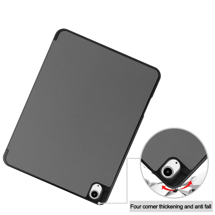 For iPad Air 13 2024 Custer TPU Pure Color 3-Fold Holder Smart Leather Tablet Case with Pen Tray(Grey) - iPad Air 13 2024 Cases by buy2fix | Online Shopping UK | buy2fix