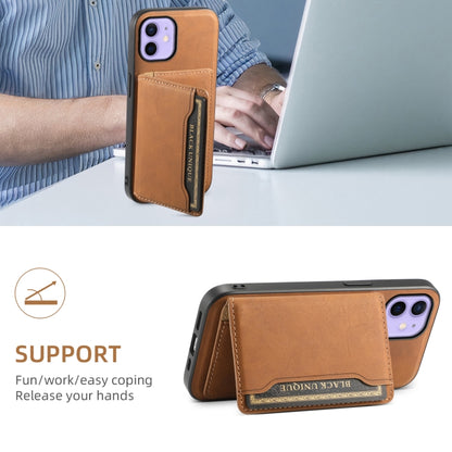 For iPhone 12 Denior D13 Retro Texture Leather MagSafe Card Bag Phone Case(Brown) - iPhone 12 / 12 Pro Cases by Denior | Online Shopping UK | buy2fix