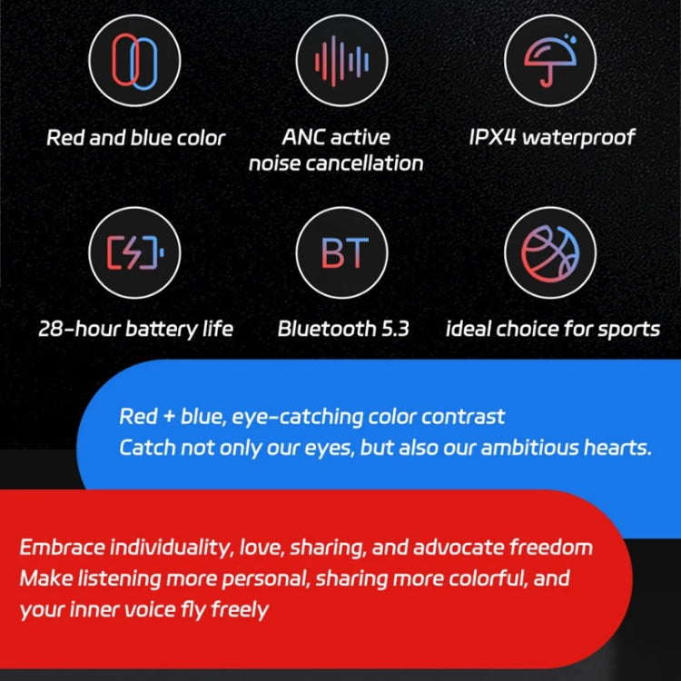 Xiaomi Youpin MIIIW Music Cube True Wireless Noise Reduction Bluetooth Earphone(Red Blue) - Bluetooth Earphone by Xiaomi | Online Shopping UK | buy2fix