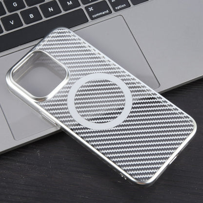 For iPhone 13 Pro 6D Plated Carbon Fiber Clear Magsafe PC Phone Case(Starlight Silver) - iPhone 13 Pro Cases by buy2fix | Online Shopping UK | buy2fix