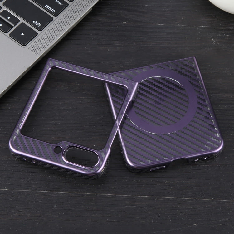 For Samsung Galaxy Z Flip6 6D Plated Carbon Fiber Clear Magsafe PC Phone Case(Aurora Purple) - Galaxy Z Flip6 5G Cases by buy2fix | Online Shopping UK | buy2fix