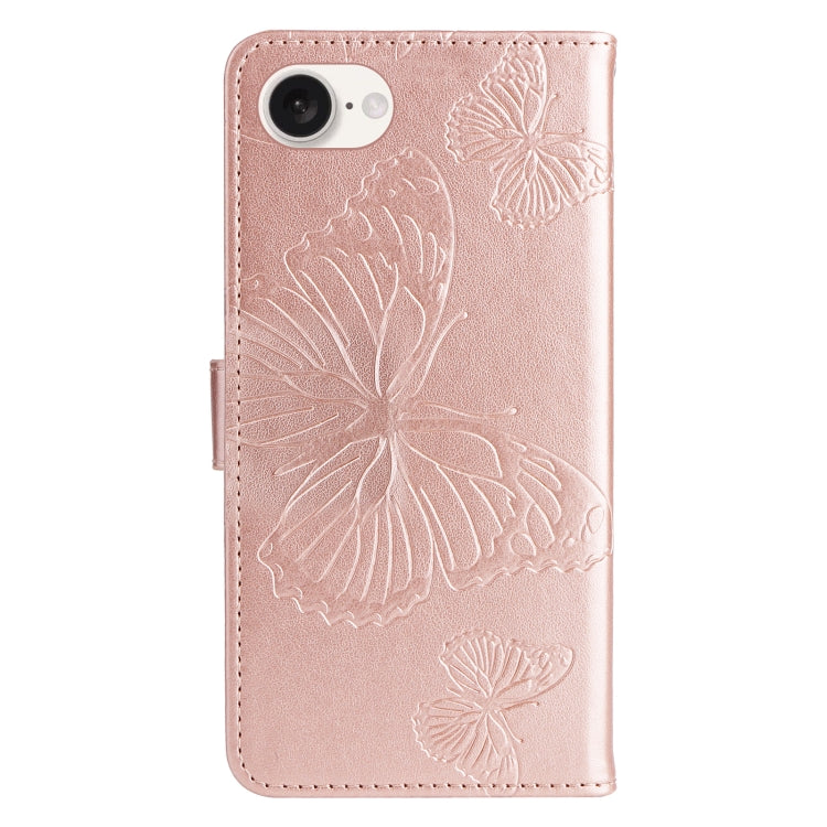 For iPhone SE 2024 3D Butterfly Embossed Pattern Flip Leather Phone Case(Rose Gold) - More iPhone Cases by buy2fix | Online Shopping UK | buy2fix