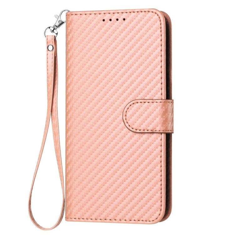 For Motorola Moto G Stylus 5G 2024 YX0070 Carbon Fiber Buckle Leather Phone Case with Lanyard(Pink) - Motorola Cases by buy2fix | Online Shopping UK | buy2fix