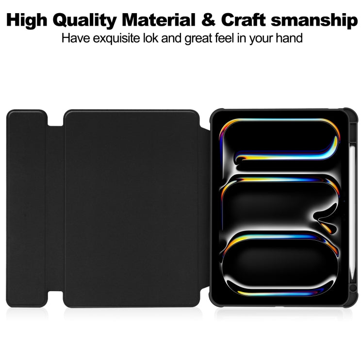 For iPad Pro 11 2024 Transparent Rotation Smart Leather Tablet Case(Black) - iPad Pro 11 2024 Cases by buy2fix | Online Shopping UK | buy2fix