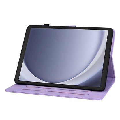 For Samsung Galaxy Tab A9 Lily Embossed Leather Tablet Case(Purple) - Galaxy Tab A9 by buy2fix | Online Shopping UK | buy2fix