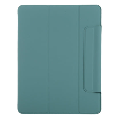 For iPad Pro 11 2024 Double-sided Clip Fixed Buckle Magnetic PU Leather Smart Tablet Case(Green) - iPad Pro 11 2024 Cases by buy2fix | Online Shopping UK | buy2fix