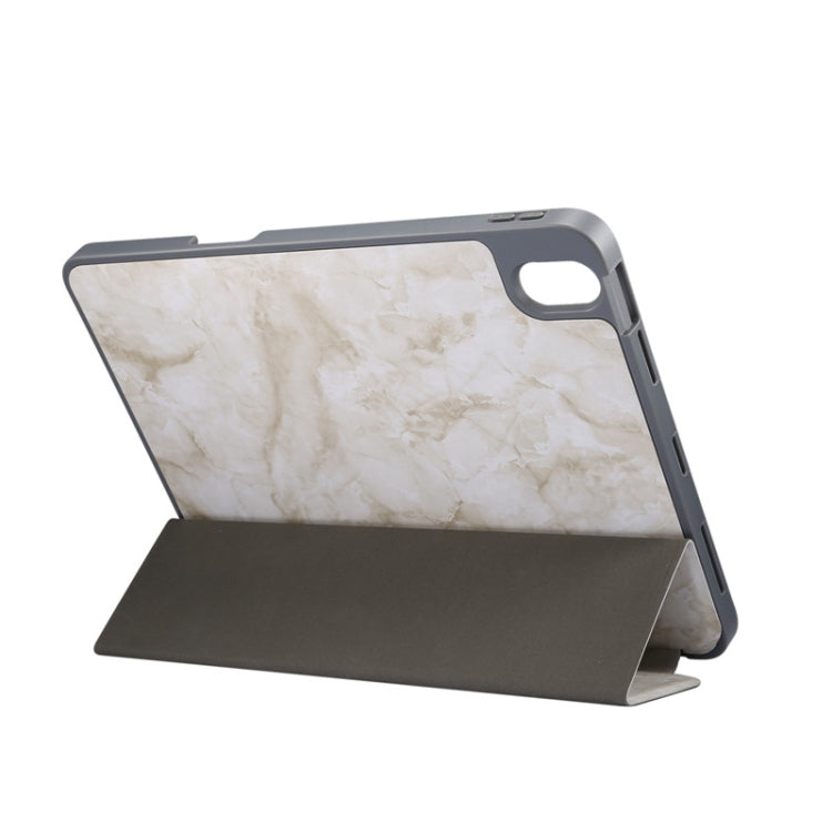 For iPad Air 11 2024 Three-fold Marble Texture Protective Tablet Case with Pen Slot(Smoky Gray) - iPad Air 11 2024 Cases by buy2fix | Online Shopping UK | buy2fix