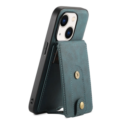 For iPhone 14/13 Denior D14 NK Retro Pattern MagSafe Magnetic Card Holder Leather Phone Case(Blue) - iPhone 14 Cases by Denior | Online Shopping UK | buy2fix