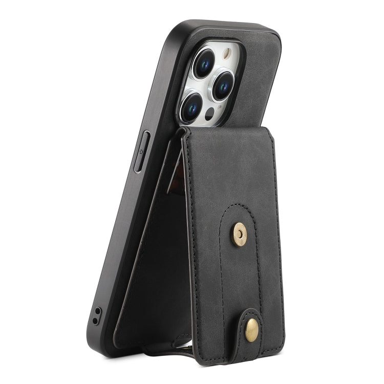 For iPhone 12/12 Pro Denior D14 NK Retro Pattern MagSafe Magnetic Card Holder Leather Phone Case(Black) - iPhone 12 / 12 Pro Cases by Denior | Online Shopping UK | buy2fix