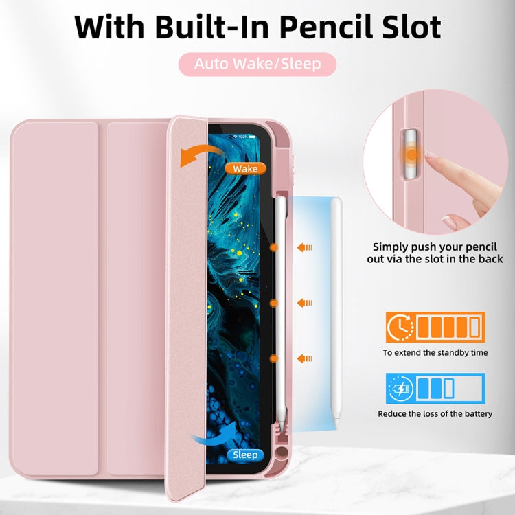 For iPad Air 11 2024 3-fold TPU Smart Leather Tablet Case with Pen Slot(Pink) - iPad Air 11 2024 Cases by buy2fix | Online Shopping UK | buy2fix