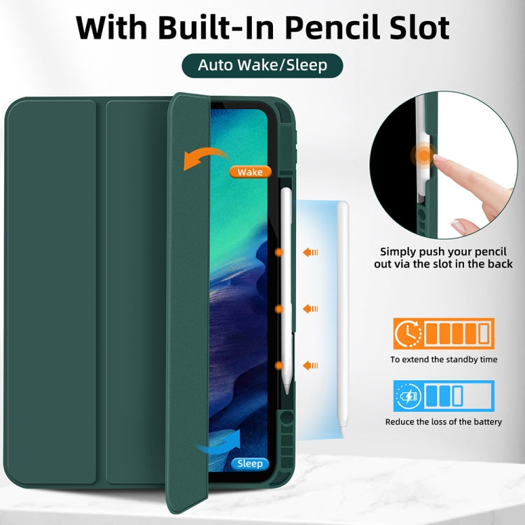 For iPad Pro 11 2024 3-fold TPU Smart Leather Tablet Case with Pen Slot(Dark Green) - iPad Pro 11 2024 Cases by buy2fix | Online Shopping UK | buy2fix