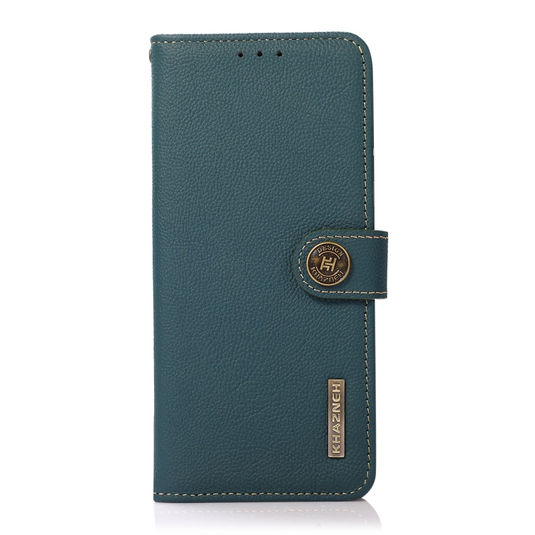 For iPhone 16 Pro Max KHAZNEH Custer Genuine Leather RFID Phone Case(Green) - iPhone 16 Pro Max Cases by buy2fix | Online Shopping UK | buy2fix